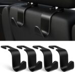 Amooca Car Seat Headrest Hook 4 Pack Hanger Storage Organizer Universal for Handbag Purse Coat fit Universal Vehicle Car Black S Type - Image 7