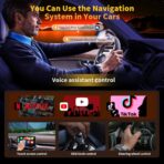 4-in-1 Carplay Ai Box,Wireless CarPlay & Android Auto Adapter,Compatible with N-etflix/YouTube/TIK Tok/Screen Mirror Link/TF Card,Suitable for Cars Equipped with OEM Wired CarPlay,Plug & Play - Image 5