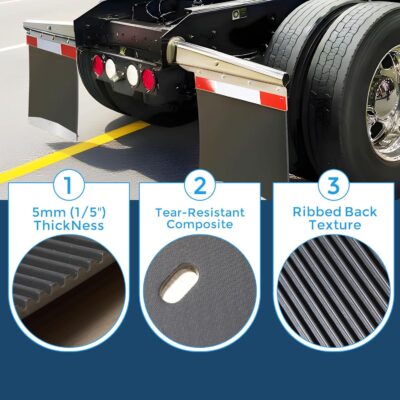 Pair 24" x 24" Mud Flaps with 4 Pcs Mud Flap Weights Set - Image 2