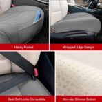 Car Seat Cover for Luxury & Comfort - PU Leather, Anti-Slip, Full Wrap Protection with Storage Pocket for Bottom Cushion - Universal Fit for 95% of Vehicles (Gray,1 Piece) - Image 4