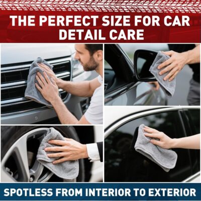 Microfiber Cleaning Cloths Bulk-15 Pack, Gray Microfiber Towels for Cars, Ultra Absorbent Microfiber Towel Weave Grime & Liquid for Streak-Free Mirror Shine - Car Washing Cloth, 12x12 inches - Image 4
