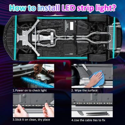 YUGUANG 4Pcs Underglow Kit for Car, APP Control Multicolor Car Underglow Light Kit Music Sync RGB Underbody Strips Light Waterproof for Cars Trucks SUVs - Image 9