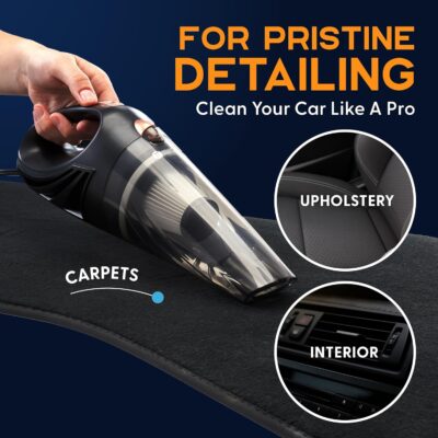 THISWORX Car Vacuum Cleaner - Portable, High Power, Handheld Vacuums w/ 3 Attachments, 16 Ft Cord & Bag - 12v, Auto Accessories Kit for Interior Detailing - Black - Image 4