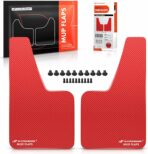 A-Premium Mud Flaps, 2 Pack Universal Splash Guards for Car Sedan Coupe, Red Front or Rear Upgraded Mud Guards Includes Mounting Hardware, Drilling Required