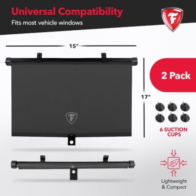 Firestone 2 Pack Retractable Automotive Sunshade Car Window Sunshades - Blocks 99% UV Rays, Lightweight & Compact Car Side Window Shade with Automatic Retract Button, Blocks Glare & Heat, Black - Image 6