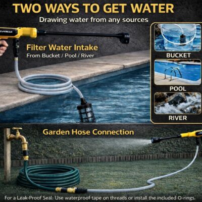 Battery Powered Power Washer - 2×4.0Ah Batteries,1100 PSI,Brushless Motor, Portable Cordless Pressure Washer with 6-in-1 Nozzle, 3 Power Level, Hand Held Pressure Washer for Cars Patio Driveway - Image 5