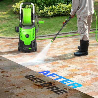 4800PSI Pressure Washer- High Power Washer with 33FT Hose, 4 Nozzles and Foam Cannon, for Home, Cars, Fences, Patio (Green) - Image 2