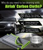 Airlab Carbon Microfiber Towels for Car Glass Window Polishing Cleaning Cloth Auto Detailing Lint Free Streak Free Drying Car Wash Large Towel, Pack of 2, 20" x 16", Grey-Green - Image 2
