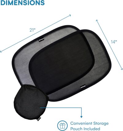 Enovoe Car Window Shades for Baby (4 Pack) - 21"x14" - Sun Shade Blocker, Cling - Glare Shield and UV Rays Protection for Your Child - Side Windows Screens for SUV- Mesh Window Shades for Car Baby - Image 3