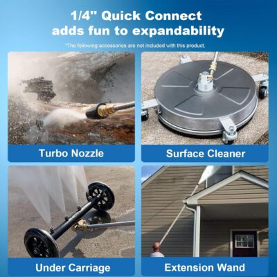 Pressure Washer 5000PSI Adjustable Pressure Power Washers with 33ft Hose, 4 Nozzle and Foam Cannon, Powerwashers Cleaner Machine for Home, Cars, Blue - Image 7