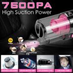 Viewsun 17pcs Car Cleaning Kit, Pink Car Interior Detailing Kit with High Power Handheld Vacuum, Detailing Brush Set, Windshield Cleaner, Cleaning Gel, Complete Auto Accessories for Women Gift - Image 2