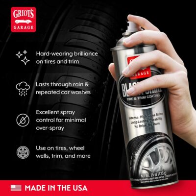 Griot's Garage Black Shine Tire and Trim Coating, Water-Resistant Dressing, Provides a High-Gloss Finish, Rain, and UV Protection, 10938, 15oz - Image 3