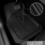 CAR PASS Heavy Rubber Car Floor Mats, Deep Waterproof Car Mats All Weather, Universal Trim-to Fit Automotive Floor Mats for Car SUV Truck Van, Durable Floor Liners Solid Black - Image 9