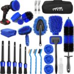 26Pcs Car Detailing Brush Set, Car Detailing Kit, Car Detailing Brushes, Car Cleaning Kit, Car Windshield Cleaning Tool, Professional Car Care kit - Car Wash Brush kit for Interior Exterior Wheels