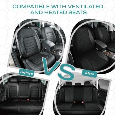 Skechers Car Seat Covers,Leather Seat Covers with GOGA Mat Technology,Waterproof Car Seat Covers Front Seats,Airbag Compatible,Comfort Universal Fit for Most Cars,Vans,Trucks,SUVs,Black - Image 6