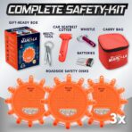 Marcala 3-Pack Emergency Lights for Vehicles | DOT Compliant Emergency Flares for Car with Batteries, Whistle & Case | LED Road Flares | Emergency Roadside Lights | Drive and Feel Safer on the Road! - Image 2