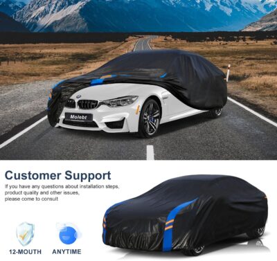 Car Cover Waterproof All Weather for Automobiles, Full Exterior Covers for Sedan & Coupe (186-193 inch) Universal Fit for Ford Mustang, Chevy Camaro Corvette etc. Rain Sun Snow Protection. - Image 7