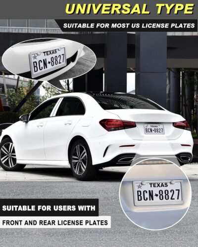 Stainless Steel License Plate Frames, Mirror Polished Heavy Duty Metal Chrome Car Tag Cover, 2 Pack 2 Hole Silver Holder, Slim Design with Screws & Caps for Men & Women - Image 3