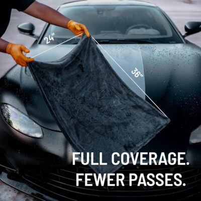 Blackline 24"x36" Twisted-Loop Car Drying Towel, 1300GSM, Streak Free, Lint Free, Reusable - Car Accessories, Microfiber Cleaning Cloth for Car, Truck, SUV - One Pass is All You Need - Image 6