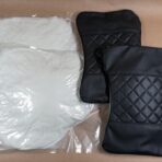 Set of 2 Quilted Faux Leather Car Headrest Pillow, Black Case/Black Threading, Ergonomic Neck Support for Comfortable Driving - Image 8