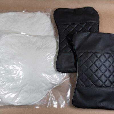 Set of 2 Quilted Faux Leather Car Headrest Pillow, Black Case/Black Threading, Ergonomic Neck Support for Comfortable Driving - Image 8