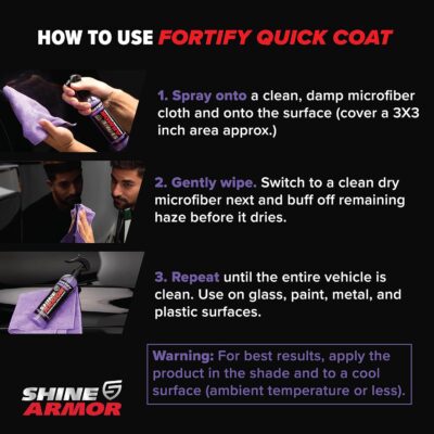 Car Wax Spray and Ceramic Coating for Cars - 3 in 1 Waterless Car Wash and Detailing - Quick Effect Coating Agent for Car - High Gloss Car Coating Spray, Shiny Car Stuff by Shine Armor - 8FlOz - Image 3