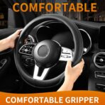 Steering Wheel Cover, Universal 15 inch, Faux Leather Steering Wheel Protector, Anti-Slip, Breathable & Heating-Compatible for Cars Trucks SUVs Vans - Image 4