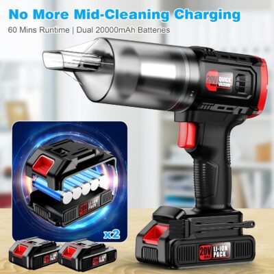 Car Vacuum Cordless, 35000PA Strong Suction Handheld Vacuum with 2 Detachable Batteries, 60Min Runtime Portable Vacuum Cleaner for Car Detailing, Pet Hair, Home Couch & Office, 350ML XL Dust Cup - Image 4