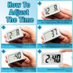 Frienda 3 Pieces Mini Digital Clock Small Digital Clock Stick on Battery Operated Self Adhesive Bracket for Car Dashboard Fridge (White,Black,Blue) - Image 5