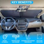 Car Windshield Sun Shade Foldable | Front Windshield Shade for Sun, Heat and UV Rays | Sunshade for Car Front Window and Interior Sun Protection | Medium (28 x 31 inches) - Image 2
