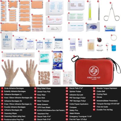 Premium First Aid Kit, 320 Piece Waterproof Hard Shell Eva First Aid Kit for Home, Camping, Cars, Hiking, Travel, Businesses & Outdoor Emergencies - Emergency Medical Kits (Red) - Image 3