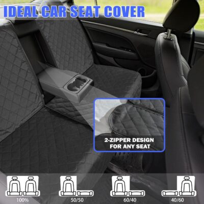Dog Car Seat Cover for Back Seat, Car Seat Cover 60/40 Split Bench for Family Car, Compact SUV, MPV - Standard - 53" W - Image 2