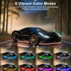 Underglow LED Lights for Cars - 6PCS RGB Neon Light Kit with 360 LEDs, Bluetooth APP Control, 8 Colors/Music Sync, Waterproof PVC Strips for Cars, Trucks, SUVs - Image 2