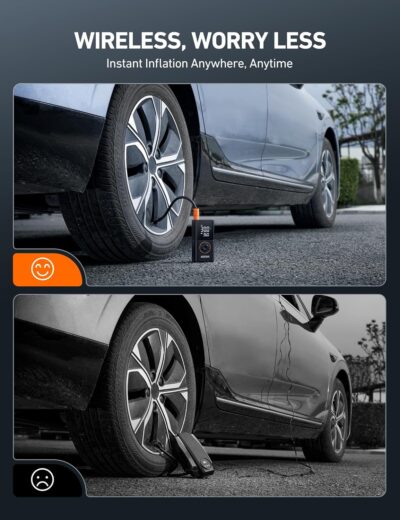 AstroAI L7 Tire Inflator Portable Air Compressor Cordless Mini Bike Pump with Digital Dual Values Display, 150 PSI Car Tires Air Pump with LED Lights&Pressure Gauge for Auto, Motorcycles, Bikes, Balls - Image 10