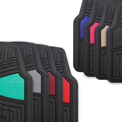 FH Group Automotive Floor Mats - Heavy-Duty Rubber Floor Mats for Cars, Universal Fit Full Set, Climaproof & Trimmable Floor Mats for Most Sedan, SUV, Truck, Black - Image 3