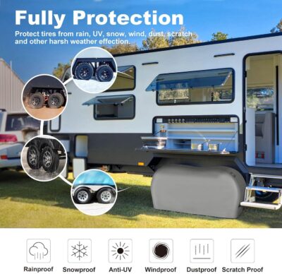 Explore Land Tough Dual Axle Tire Cover for Truck SUV Trailer Camper RV - Heavy Duty Wheel Protector Universal Fit Tire Diameters 29''-31.75'' 2 Pack (Charcoal, L) - Image 5