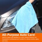 Amazon Basics Super Absorbent Microfiber Car Drying Towel, Scratch-Free, Streak-Free, Lint-Free, 36"L x 25"W, Blue - Image 6