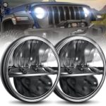 UNI-SHINE 7 inch LED Headlight 2PCS Round LED Headlamp High Low Beam DOT Approved H6024 Compatible with Wrangler JK LJ TJ CJ