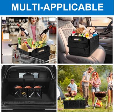 Car Trunk Organizer, 75L Large Capacity Waterproof Auto Storage with Non-Slip Bottom Strips, Collapsible Cargo Organizer for Suv, Truck, Sedan, Portable Car Accessories for Women Men(Black) - Image 5