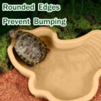 Reptile Swimming Pool 2-in-1 Turtle Bathtub Balcony Climbing Pet Water Basin with External Ramp and Ladder, Suitable for Geckos Snakes Turtles Chameleons Lizards Climbing and Shower (Brown Yellow) - Image 8