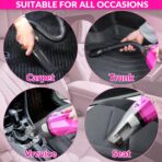 ThinkLearn Car Cleaning Kit, Car Vacuum Detailing Kit Interior with High Power Handheld Vacuum, Including 7Pcs Detailing Brush Set, Windshield Cleaner, Pink Car Accessories for Women - Image 5