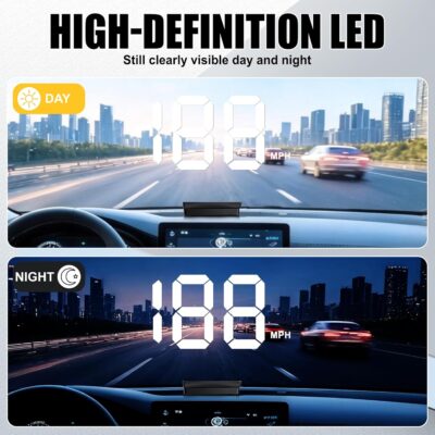 SINGARO Heads up Display for Cars, USB Plug Digital GPS HUD Speedometer with HD Large Font, Universal Mile HUD Head up Speed Displays, Car Interior Accessories for Women and Man(White) - Image 3
