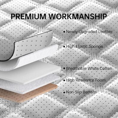 Car Seat Covers Full Set, Luxury Leather Waterproof Non-Slip Seat Protector Universal Fit for Most Cars SUVs Trucks Pick-ups,White and Black Car Accessories Interior(Full Set White) - Image 5