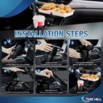 This Hill Cup Holder Tray for Car, 2 in 1 Detachable Car Food Table Tray with Solid Base & Phone Slot,Car Cup Holder Expander with 360°Rotation Tray for Travel Road Essentials - Image 6
