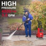 Electric Pressure Washer, 1850 PSI Max,1.0 GPM, 5" Wheels, 18M Cord/Hose Length Max, Power Washer for Patio, Car, Driveway, Fence & Home Cleaning - Image 5