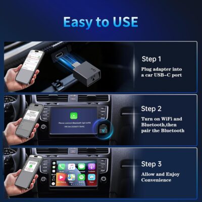 Wireless CarPlay Adapter for iPhone 2026 Upgrade - Stable Connection Convert Wired to Wireless Compatible with Cars 2018+, iOS 10+ (USB-C) - Image 3