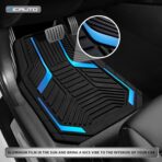 PIC AUTO Heavy Duty Rubber Floor Mats, Blue Aluminum Film Car Mats Set, Front and Rear Car Mats with Anti-Slip Backing, All Weather Protection, Trim-to-Fit for Automotive SUV, Sedan, Van - Image 3