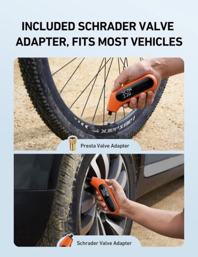 AstroAI Digital Tire Pressure Gauge 3-300PSI Calibrated to ANSI B40.7 Grade 2A (0.5%), Backlight and Flashlight, Presta Valve Adaptor Included, 4 Units, AAA Batteries, Orange - Image 5