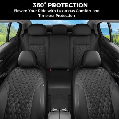 FLORICH Car Seat Covers Full Set, Leather Seat Covers for Cars, Car Seat Protector Waterproof Breathable, Universal Automotive Seat Covers, Front and Rear Car Seat Cover Fit for Most Sedans SUV Truck - Image 5