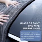 2 Pack XL Car Drying Towel – 1300GSM Ultra Absorbent Microfiber, 24"x36" Large Size, Twisted Loop, Lint-Free & Streak-Free for Auto Detailing, Car, SUV, Truck (Gray-Gray) - Image 3